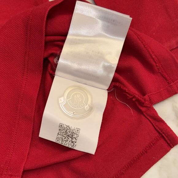 Moncler Red Kids Polo with Logo & Stripe Detail 3Y - Picture 6 of 8